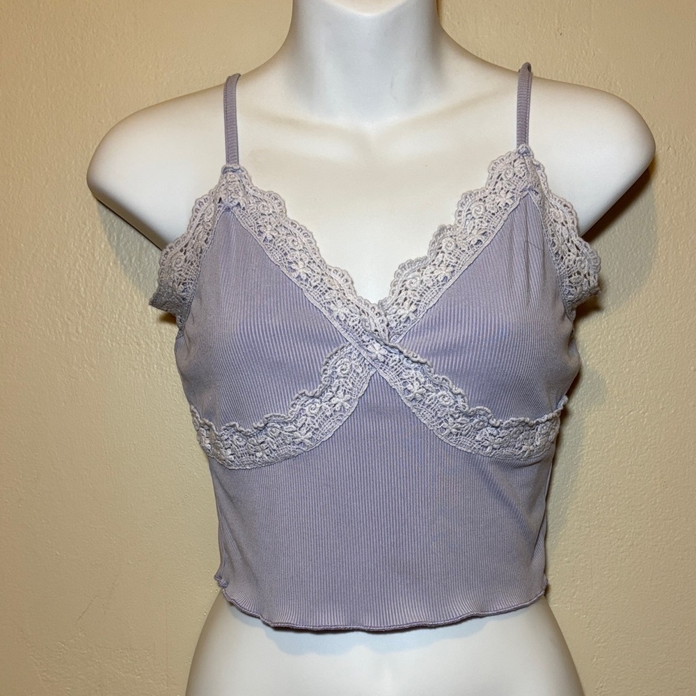 ROMWE Lavender Ribbed Cami Top